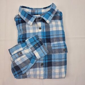 Old Navy Shirt Mens XL Blue White Plaid Flannel Long Sleeve Grunge Cabincore
